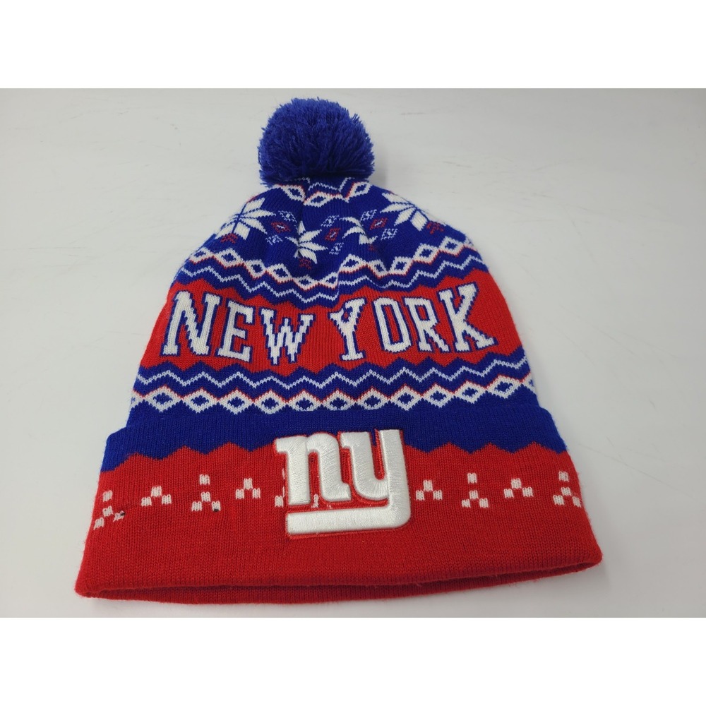 New York Giants New Era Pom Beanie Winter Knit Hat Stocking Cap NYG NFL Blue Red